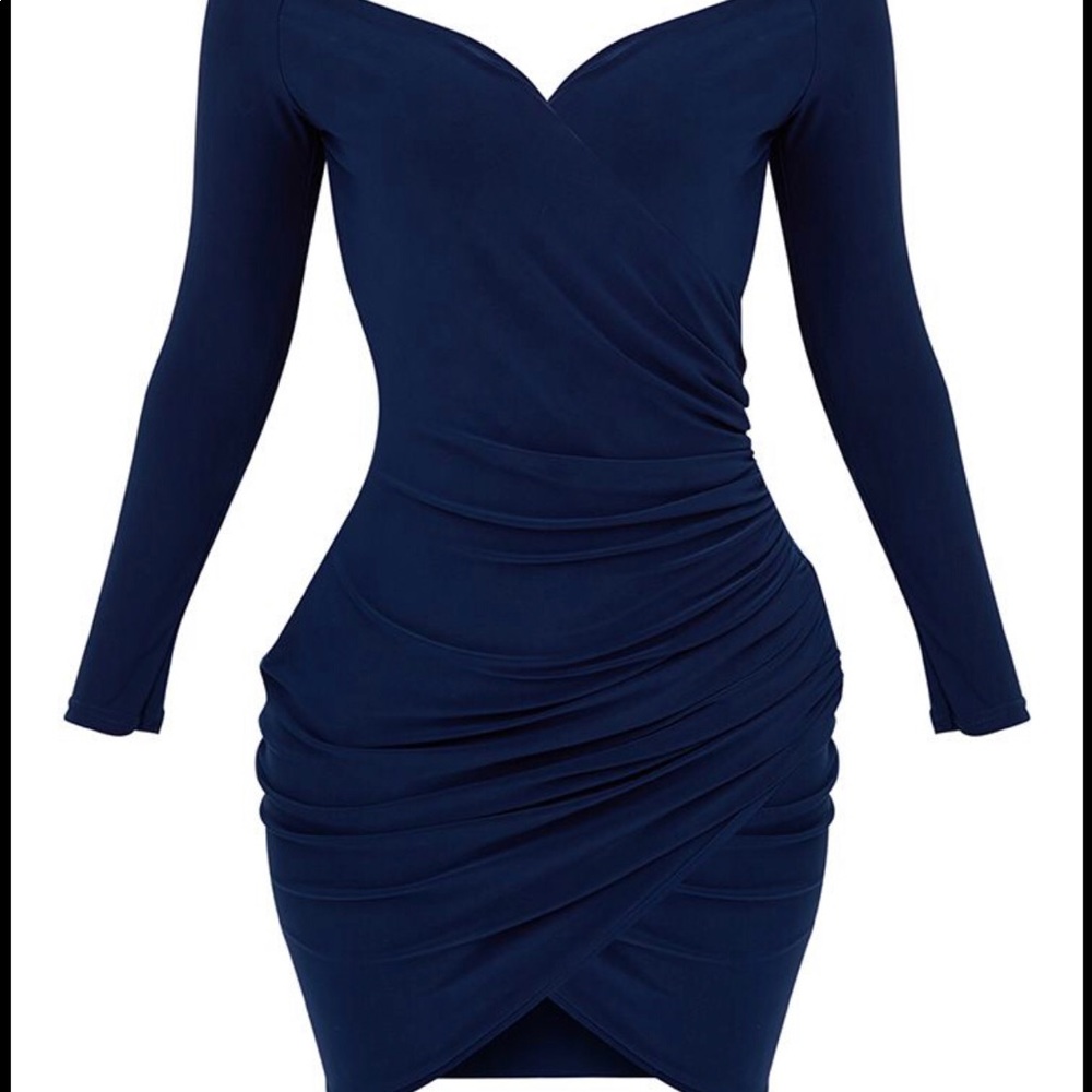 Navy blue off the shoulder dress